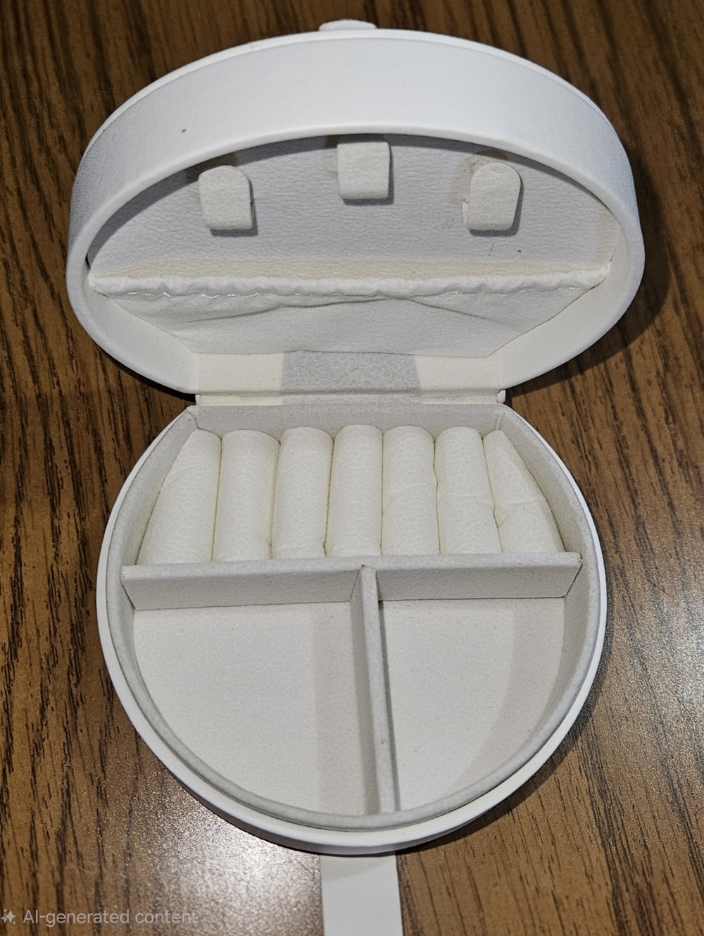 Round Cream Portable Jewelry Box BNIB